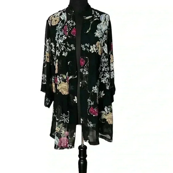 Helena Quinn Floral Open Front Semi Sheer Kimono Size One Size - Picture 1 of 7